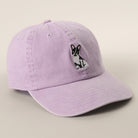 Boston Terrier embroidered baseball cap in lilac back view
