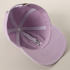 Boston Terrier embroidered baseball cap in lilac detail view