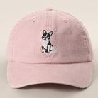 Boston Terrier embroidered baseball cap in smoke pink