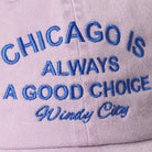 Chicago Is Always A Good Choice baseball cap in lilac, side view
