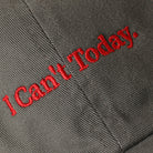 I Can't Today baseball cap in charcoal, angled view
