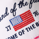 Land of the Free rope trucker hat in hot pink, side view
