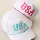 USA embroidered rope trucker hat shown in all color options
