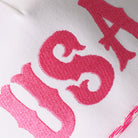 USA embroidered rope trucker hat in hot pink, side view