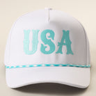 USA embroidered rope trucker hat in mint