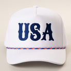 USA Letter embroidered rope trucker hat in royal blue