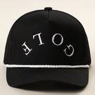 Golf Upside Down rope trucker hat in black and white