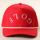 Golf Upside Down rope trucker hat in red and white