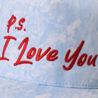 P.S. I Love You camo trucker hat in blue camo side view