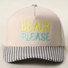 Beach Please gingham brim trucker hat in black