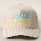 Beach Please gingham brim trucker hat in khaki