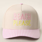 Beach Please gingham brim trucker hat in pink