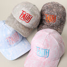 Faith embroidered camo trucker hat, front view alternate angle
