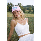 Faith embroidered camo trucker hat, front view