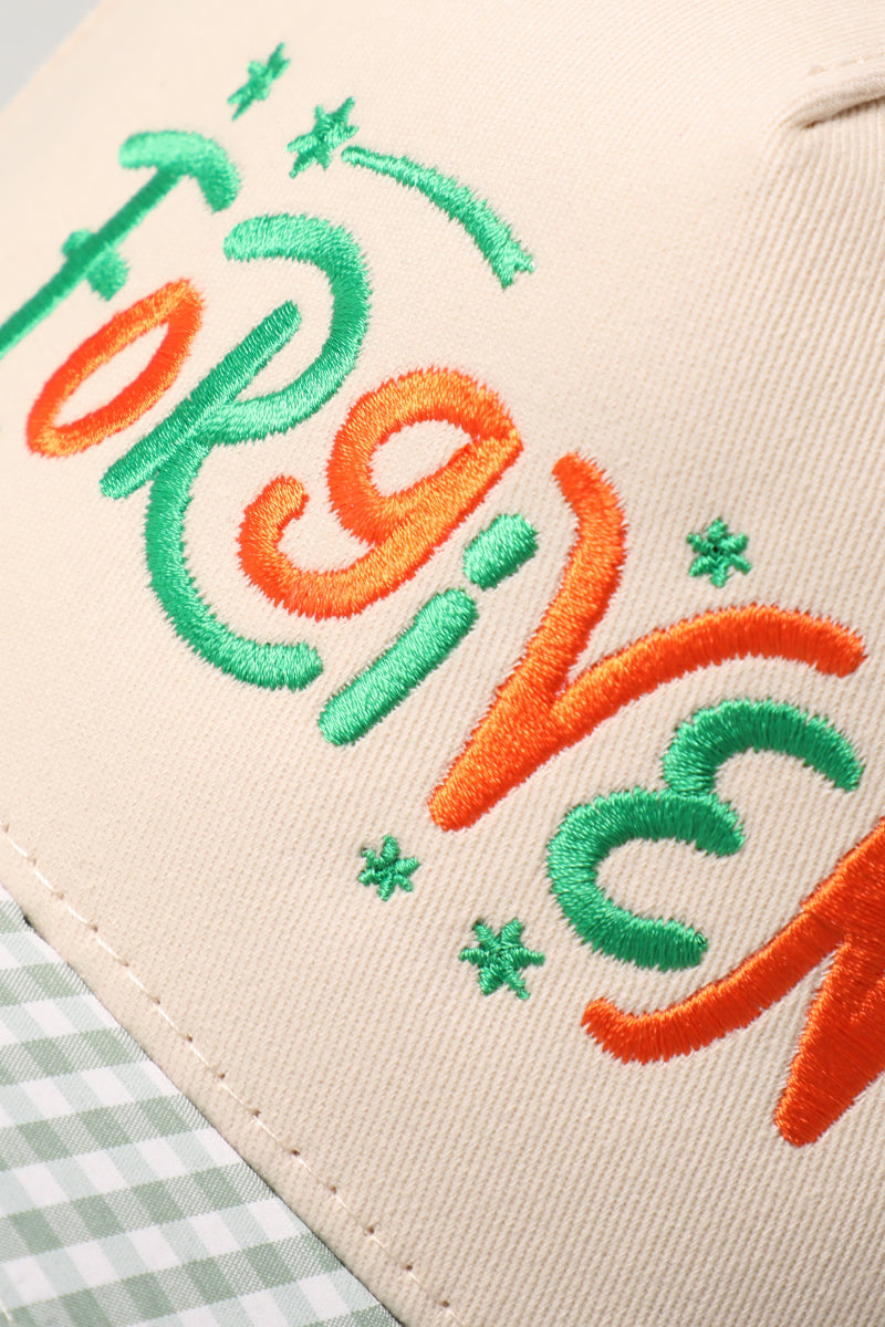 Forgiven gingham brim trucker hat in green, side view