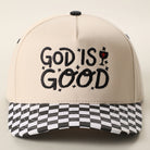 God Is Good checkered brim trucker hat in black