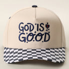 God Is Good checkered brim trucker hat in navy
