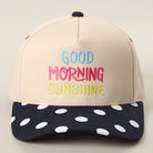 Good Morning Sunshine polka dot trucker hat in navy