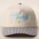 Howdy Summer gingham brim trucker hat in black