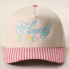 Howdy Summer gingham brim trucker hat in red