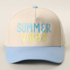 Summer Vibes two-tone trucker hat in sky blue