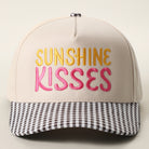 Sunshine Kisses gingham brim trucker hat in black