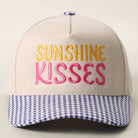 Sunshine Kisses gingham brim trucker hat in cobalt blue