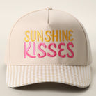 Sunshine Kisses gingham brim trucker hat in khaki