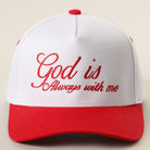 God Is Always With Me two-tone trucker hat in red