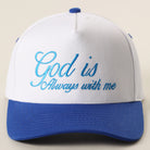 God Is Always With Me two-tone trucker hat in royal blue