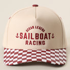 Ocean Legend Sailboat checkered brim trucker hat in burgundy