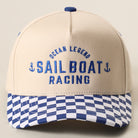 Ocean Legend Sailboat checkered brim trucker hat in blue