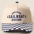 Ocean Legend Sailboat checkered brim trucker hat in navy