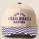 Ocean Legend Sailboat checkered brim trucker hat in purple