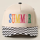 Summer checkered brim trucker hat in black