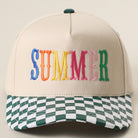 Summer checkered brim trucker hat in dark green