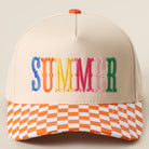 Summer checkered brim trucker hat in orange