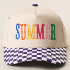 Summer checkered brim trucker hat in purple