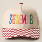 Summer checkered brim trucker hat in red