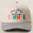 Welcome Summer gingham trucker hat in black