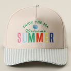 Welcome Summer gingham trucker hat in green