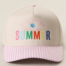 Welcome Summer gingham trucker hat in pink
