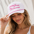 Loves Jesus And America Too rope trucker hat, front view