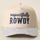 Respectfully Rowdy trucker hat with camo print brim
