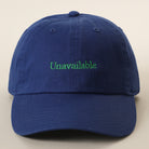 Unavailable embroidered baseball cap in royal blue