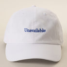 Unavailable embroidered baseball cap in white