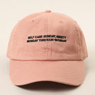 Self Care Sunday Anxiety embroidered baseball cap in cinnamon