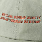 Self Care Sunday Anxiety embroidered baseball cap in green tea, side view