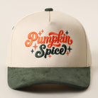 Pumpkin Spice suede brim trucker hat in olive green