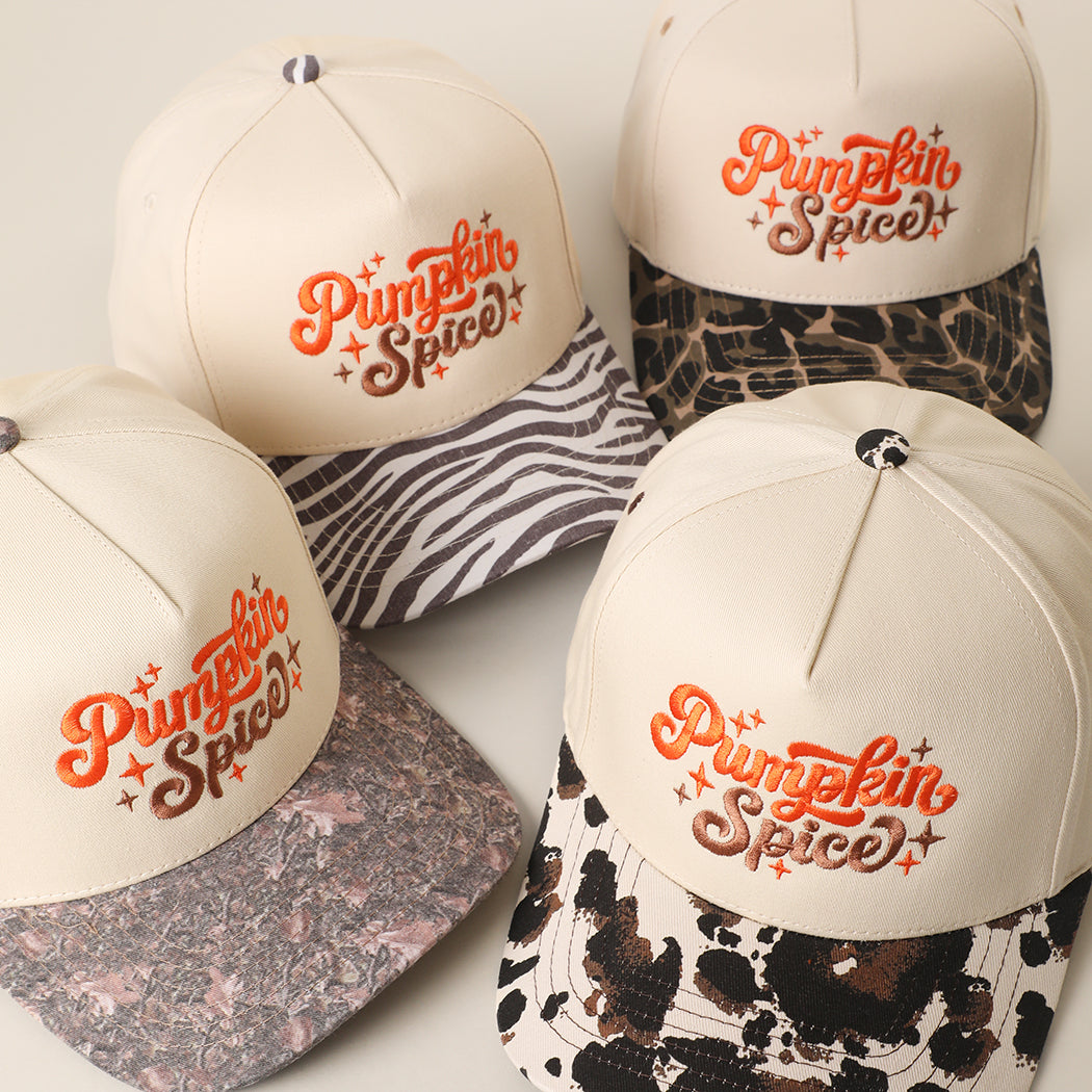 Pumpkin Spice printed brim trucker hats, color group